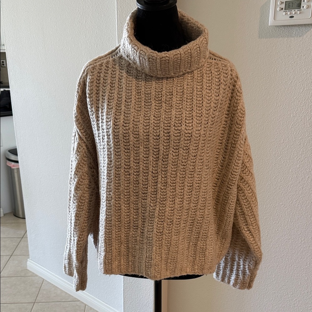 Cozy Cable Knit Turtleneck Sweater - Cream free people